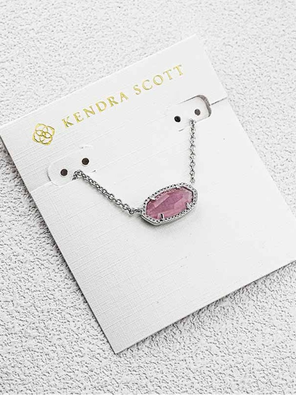Kendra Scott Pink Faceted Stone Silver Pendant Necklace